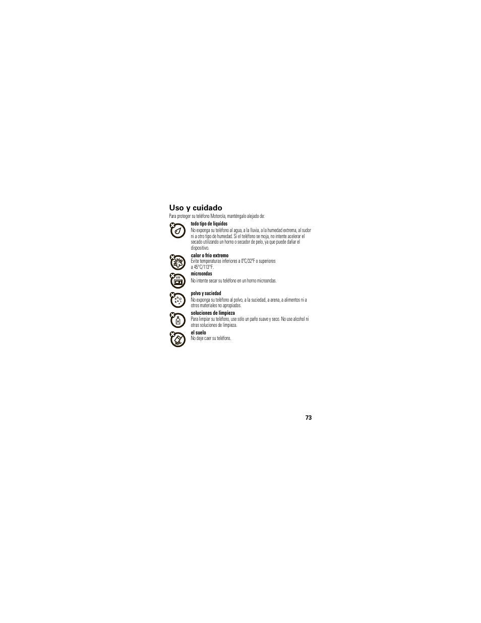 Use & care, Uso y cuidado | Motorola Crush User Manual | Page 153 / 164