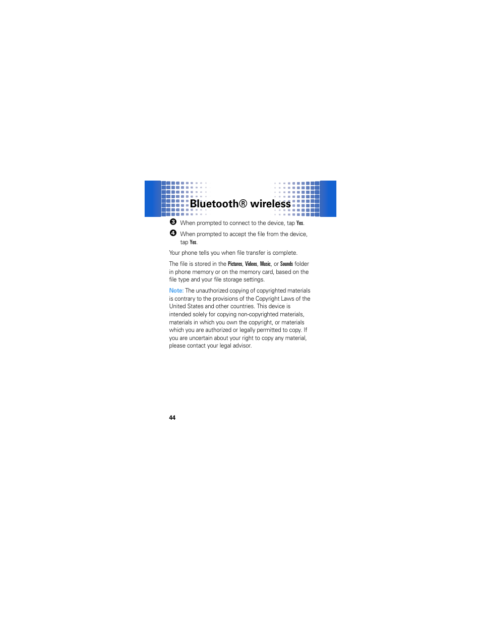 Bluetooth® wireless | Motorola Crush User Manual | Page 46 / 164