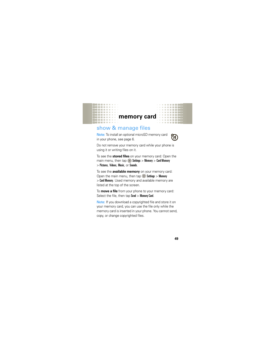 Show & manage files | Motorola Crush User Manual | Page 51 / 164