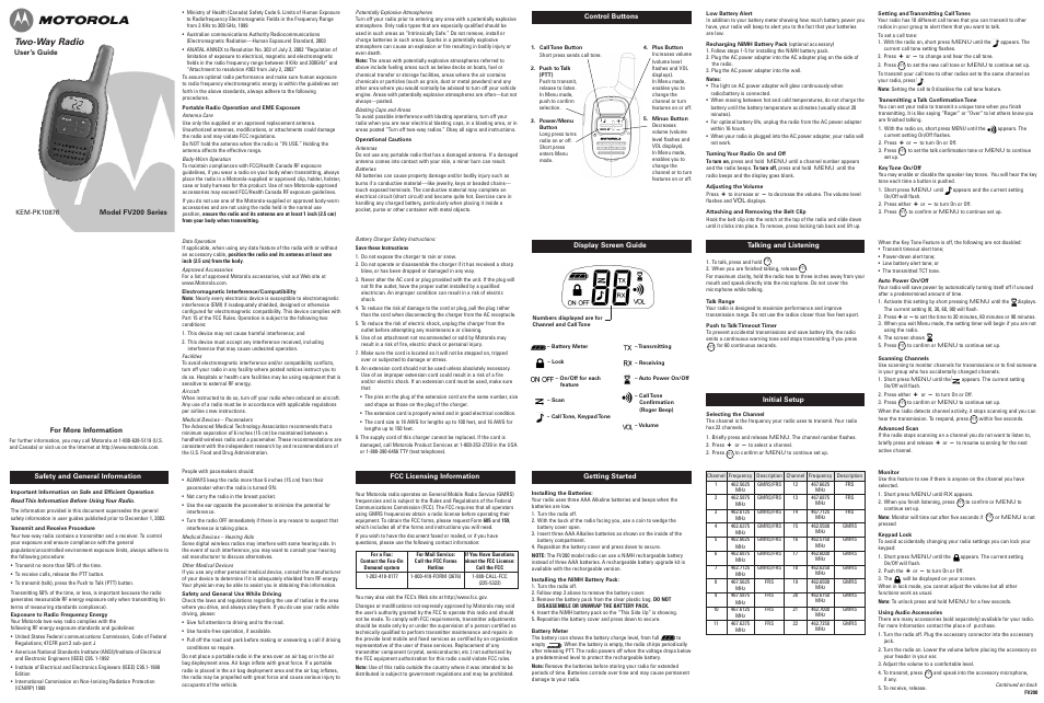 Motorola FV200 User Manual | 2 pages