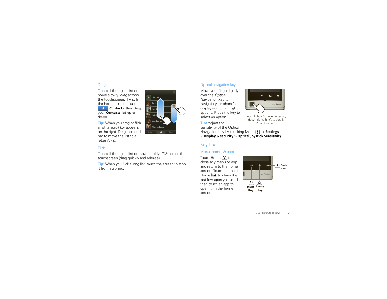 Key tips | Motorola Devour 68000202479-A User Manual | Page 9 / 73