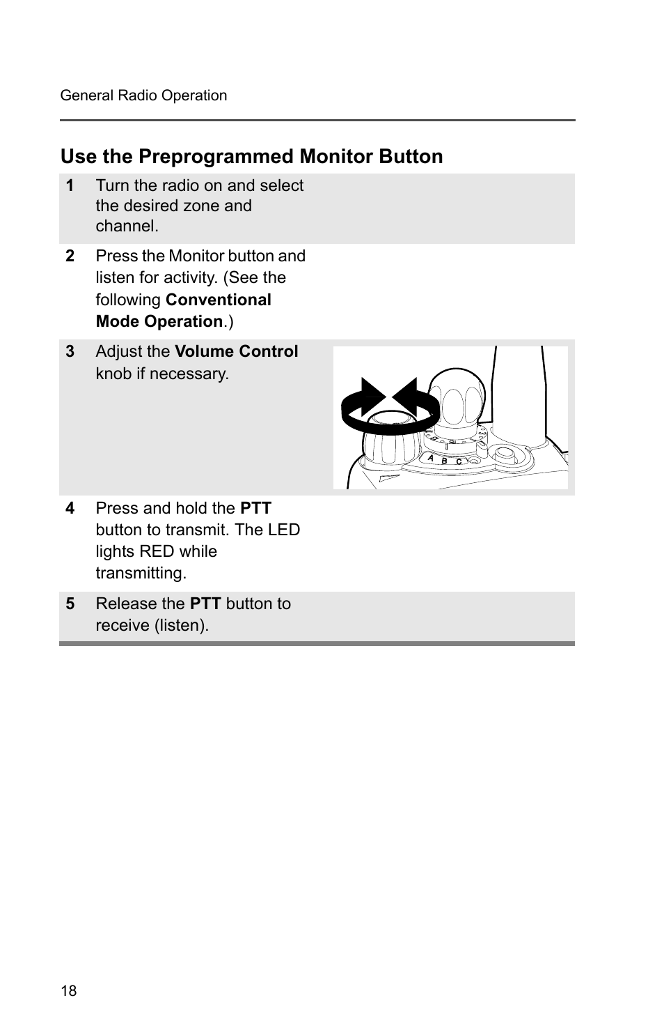 Use the preprogrammed monitor button | Motorola PR1500 User Manual | Page 28 / 70