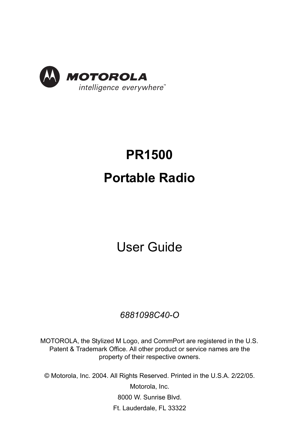 Pr1500 portable radio user guide | Motorola PR1500 User Manual | Page 5 / 70