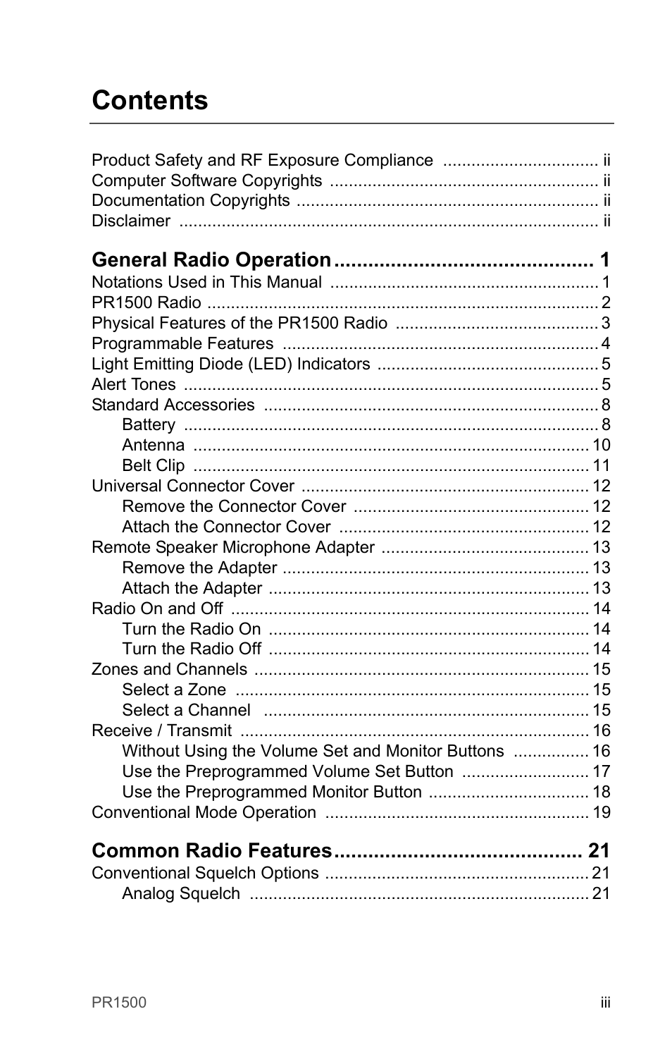 Motorola PR1500 User Manual | Page 7 / 70