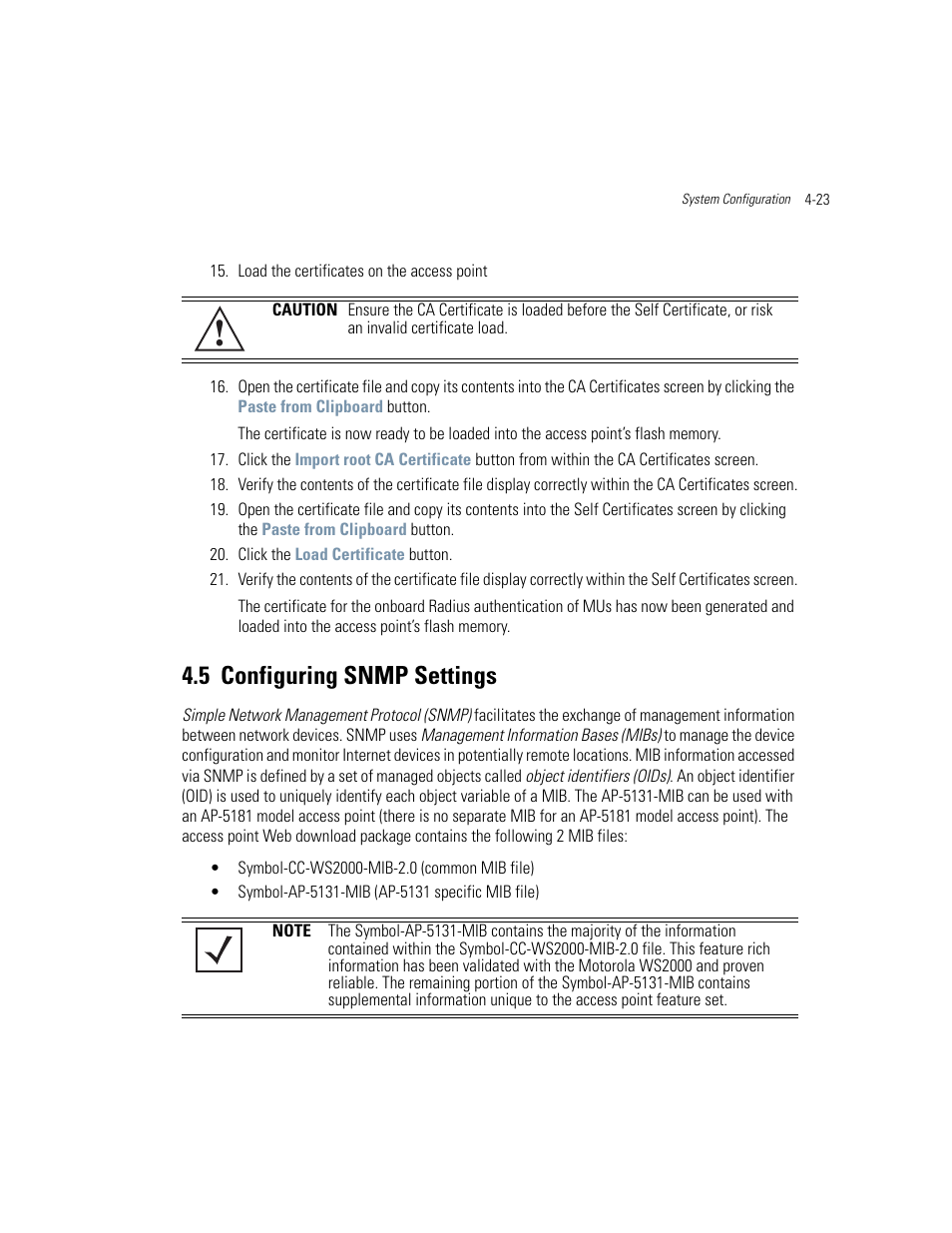 5 configuring snmp settings, Configuring snmp settings -23, Configuring snmp settings | Motorola AP-51XX User Manual | Page 115 / 698