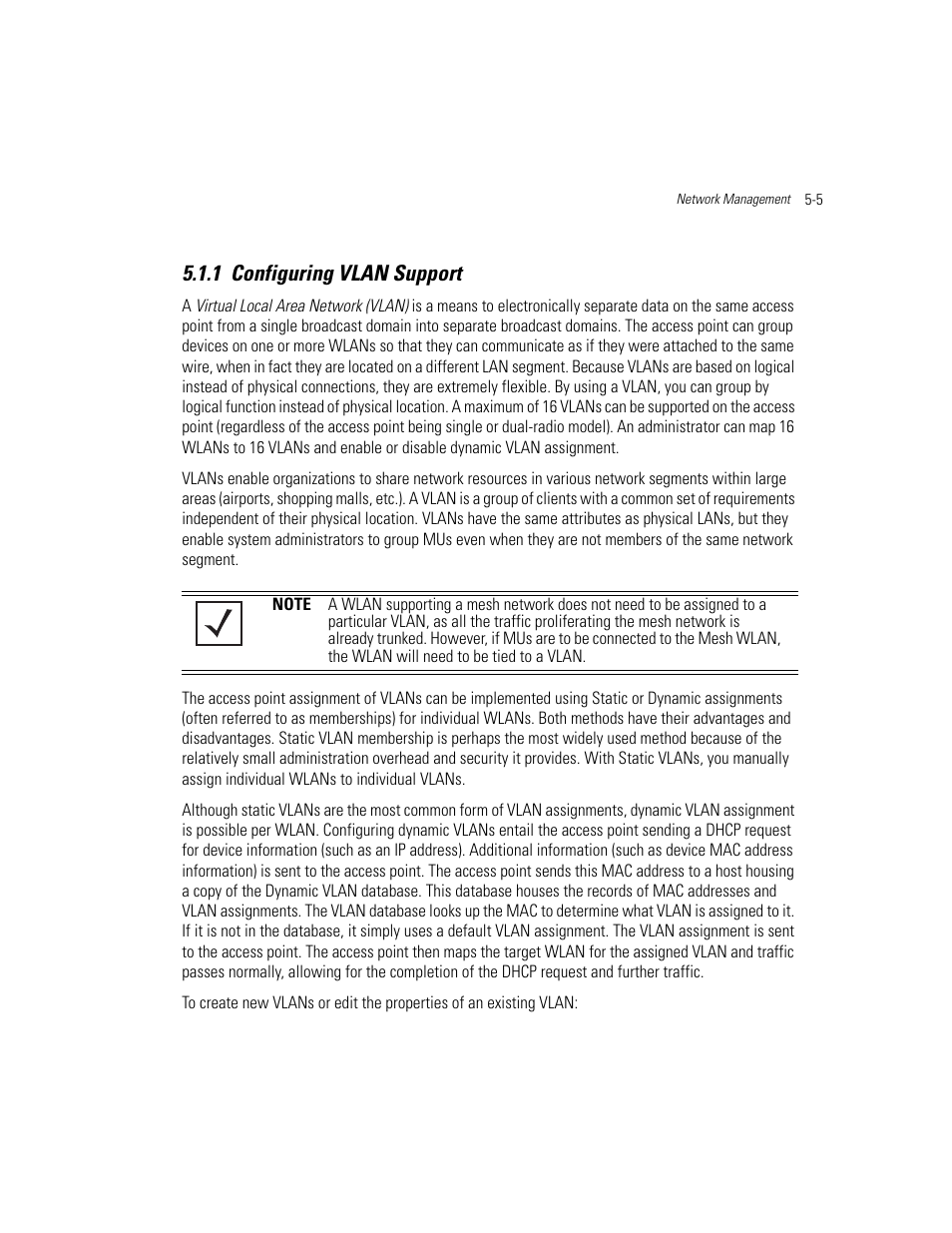 1 configuring vlan support, Configuring vlan support -5 | Motorola AP-51XX User Manual | Page 153 / 698