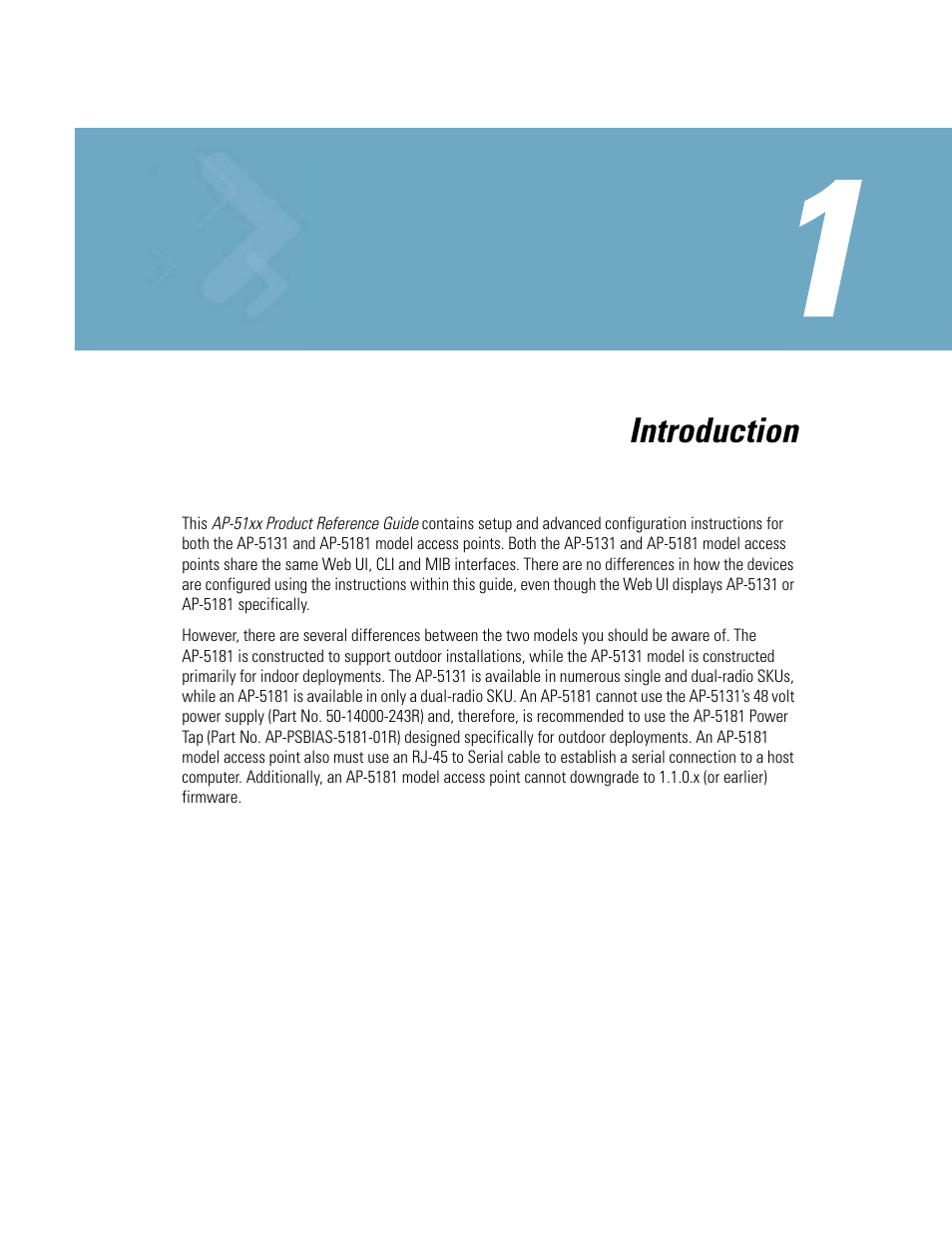 Chapter 1 introduction, Chapter 1. introduction, Introduction | Motorola AP-51XX User Manual | Page 17 / 698