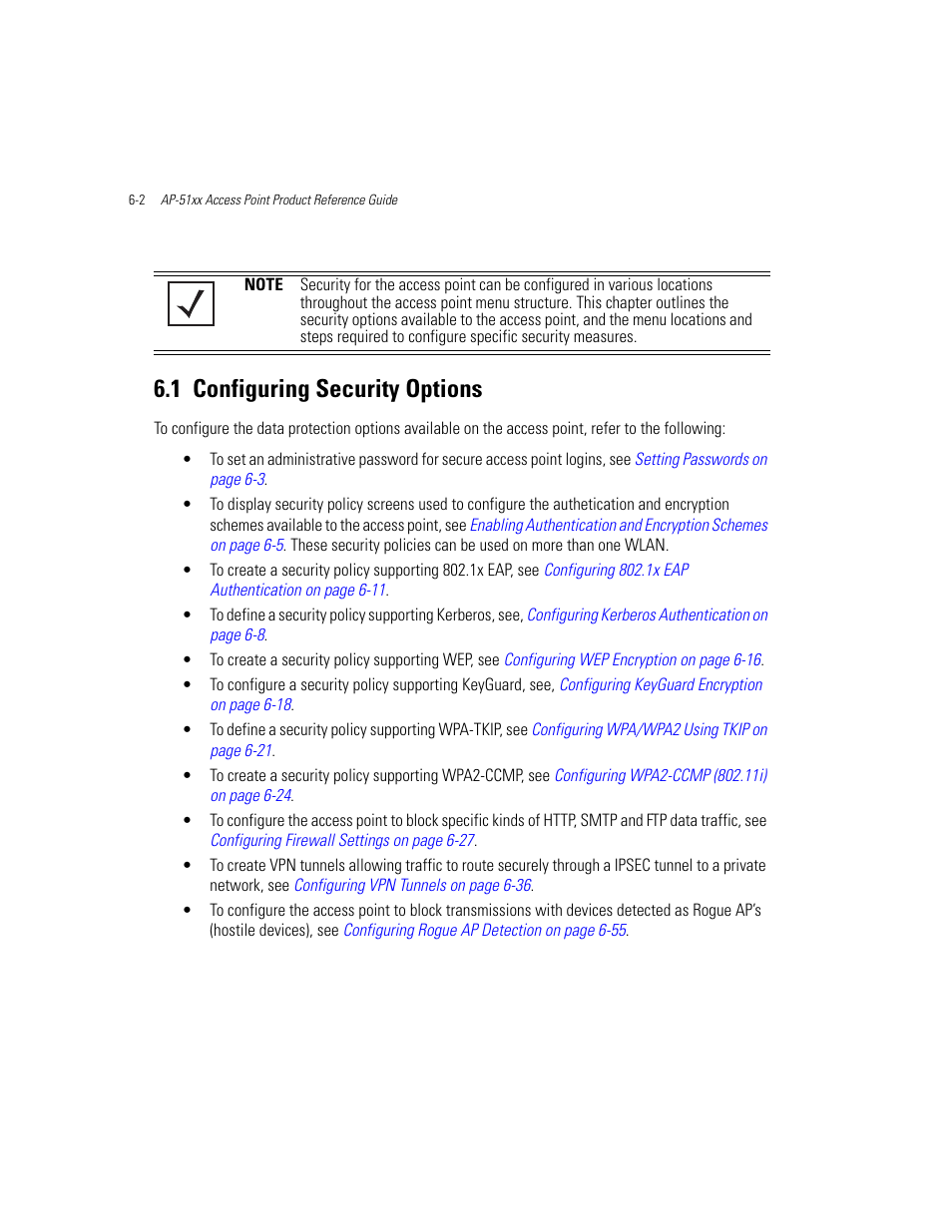 1 configuring security options, Configuring security options -2, Configuring security options on | Motorola AP-51XX User Manual | Page 220 / 698