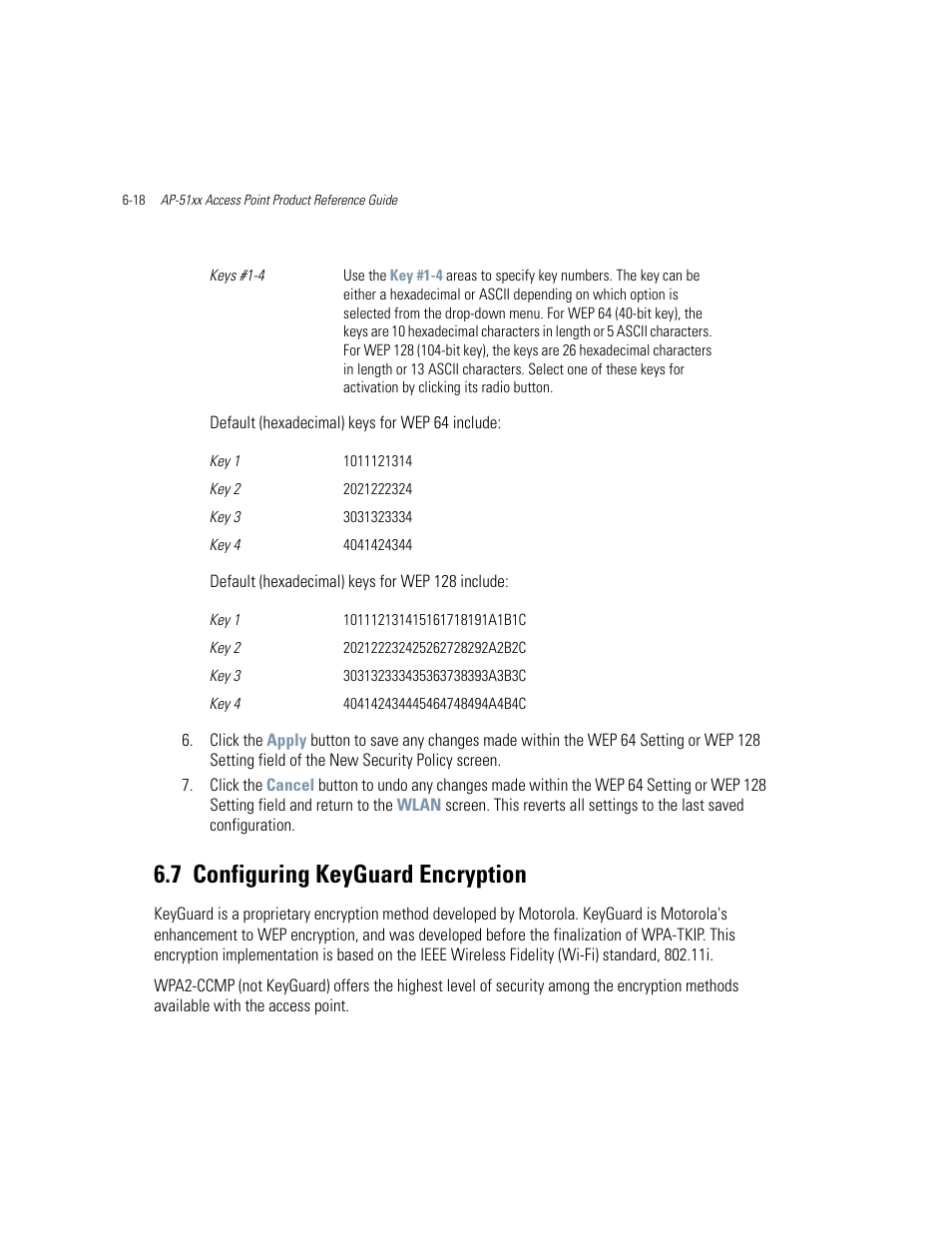 7 configuring keyguard encryption, Configuring keyguard encryption -18, Configuring keyguard encryption | Configuring keyguard, Configuring keyguard encryption on | Motorola AP-51XX User Manual | Page 236 / 698