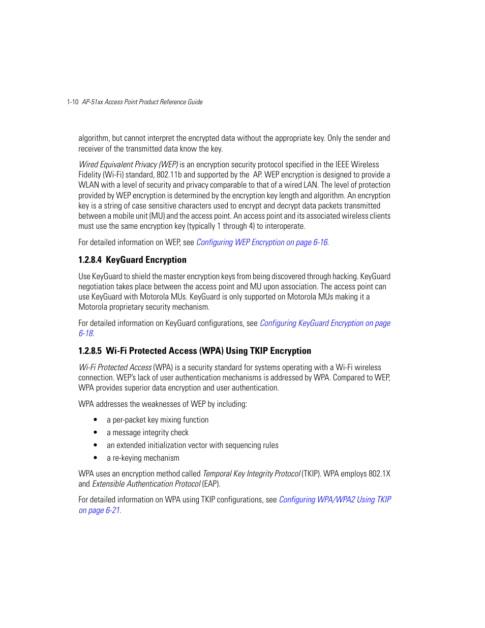 4 keyguard encryption, Keyguard encryption -10, Keyguard encryption | Wi-fi protected access (wpa) using tkip encryption | Motorola AP-51XX User Manual | Page 26 / 698