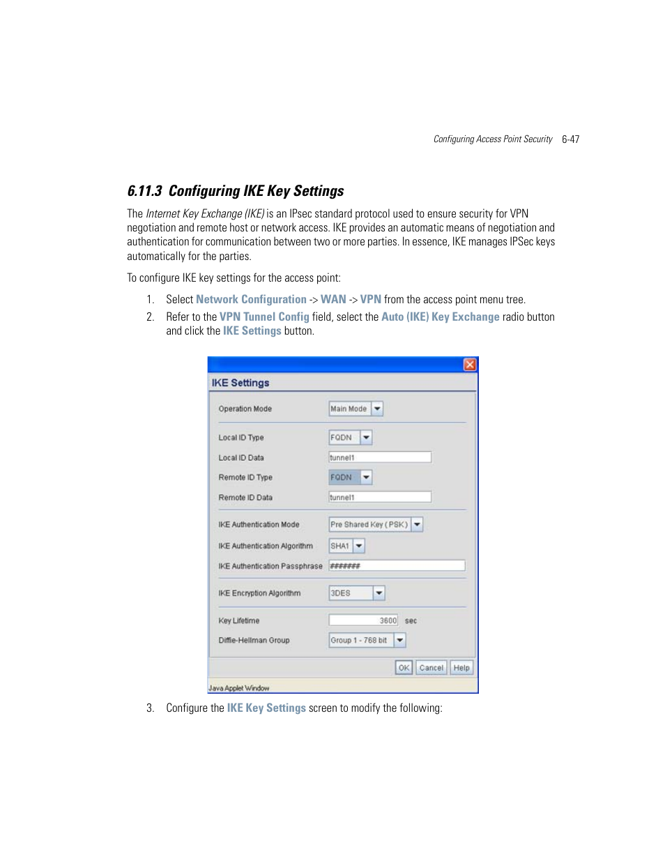 3 configuring ike key settings, Configuring ike key settings -47 | Motorola AP-51XX User Manual | Page 265 / 698