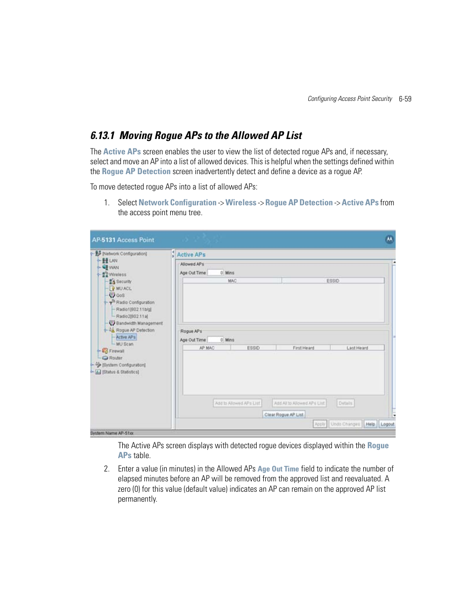 1 moving rogue aps to the allowed ap list, Moving rogue aps to the allowed ap list -59 | Motorola AP-51XX User Manual | Page 277 / 698