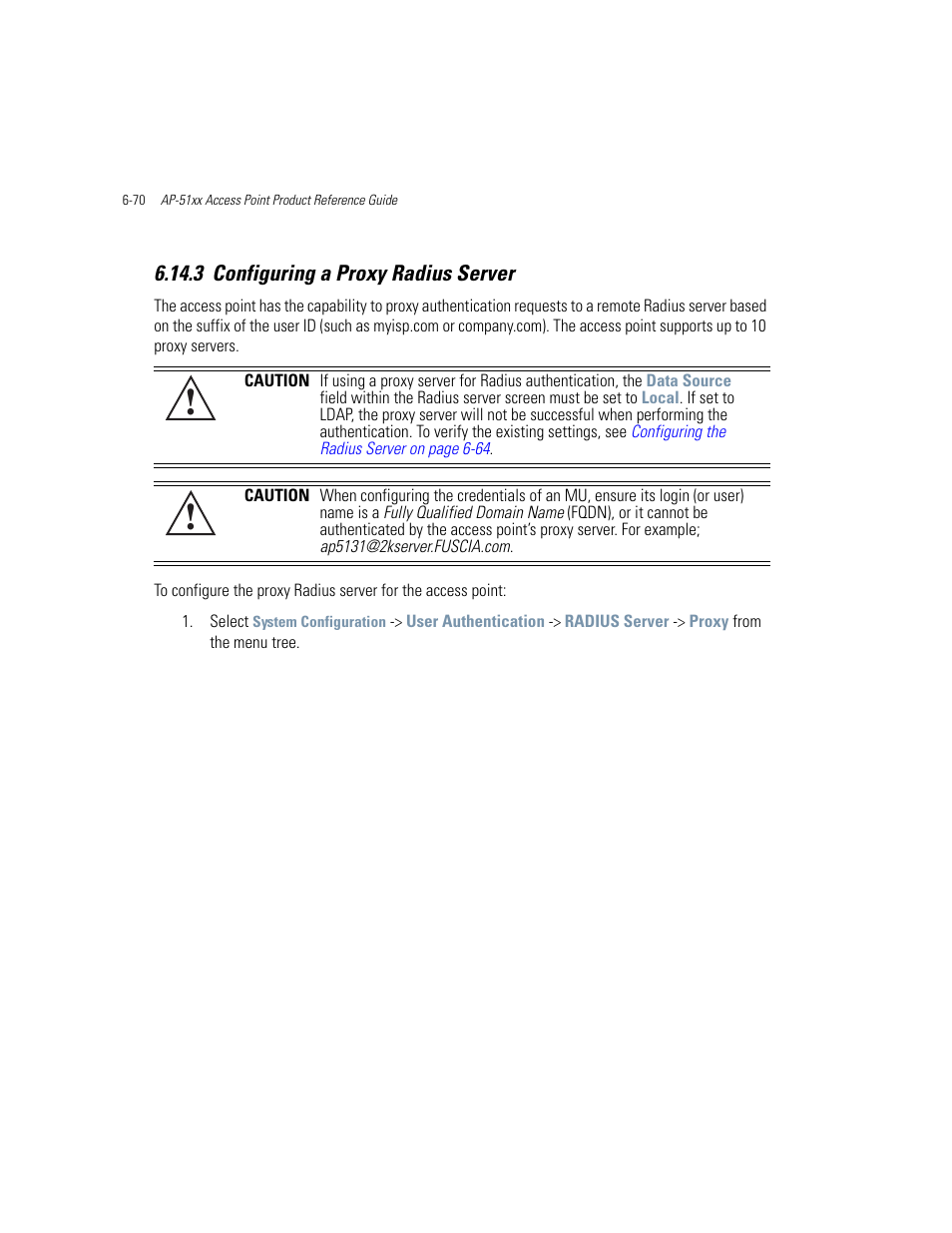 3 configuring a proxy radius server, Configuring a proxy radius server -70 | Motorola AP-51XX User Manual | Page 288 / 698