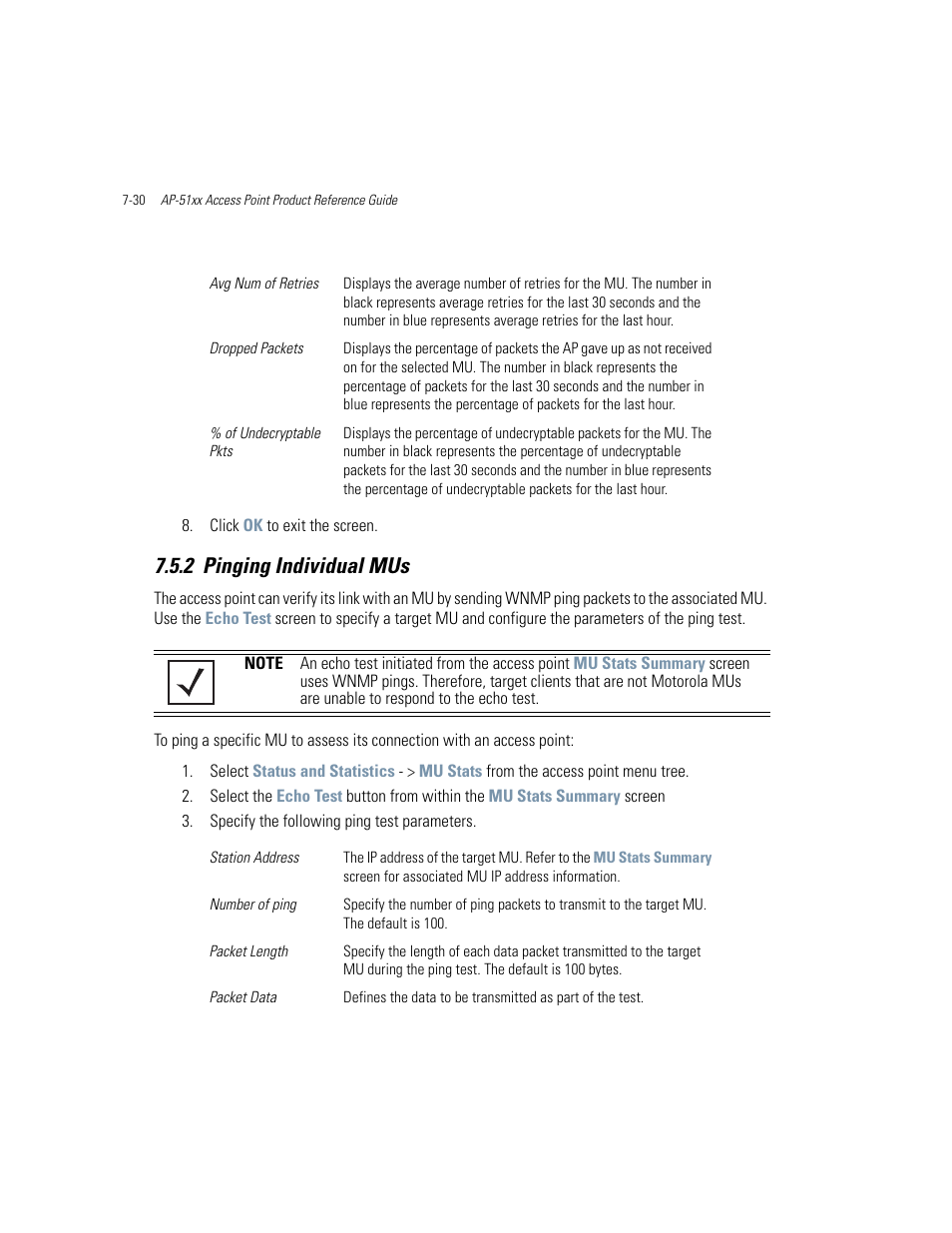 2 pinging individual mus, Pinging individual mus -30, Pinging individual mus | Motorola AP-51XX User Manual | Page 328 / 698