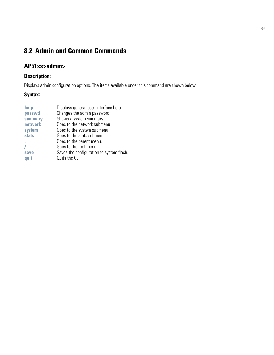 Admin and common commands -3, 2 admin and common commands, Ap51xx>admin | Motorola AP-51XX User Manual | Page 337 / 698