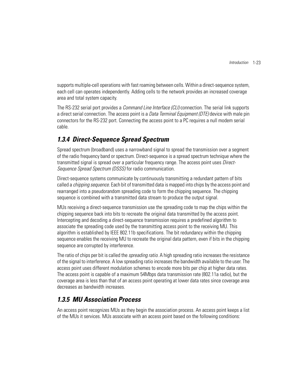 4 direct-sequence spread spectrum, 5 mu association process, Direct-sequence spread spectrum | Mu association process | Motorola AP-51XX User Manual | Page 39 / 698