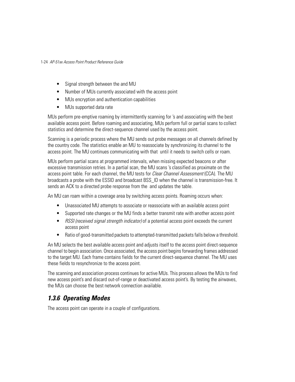 6 operating modes, Operating modes -24, Operating modes | Motorola AP-51XX User Manual | Page 40 / 698