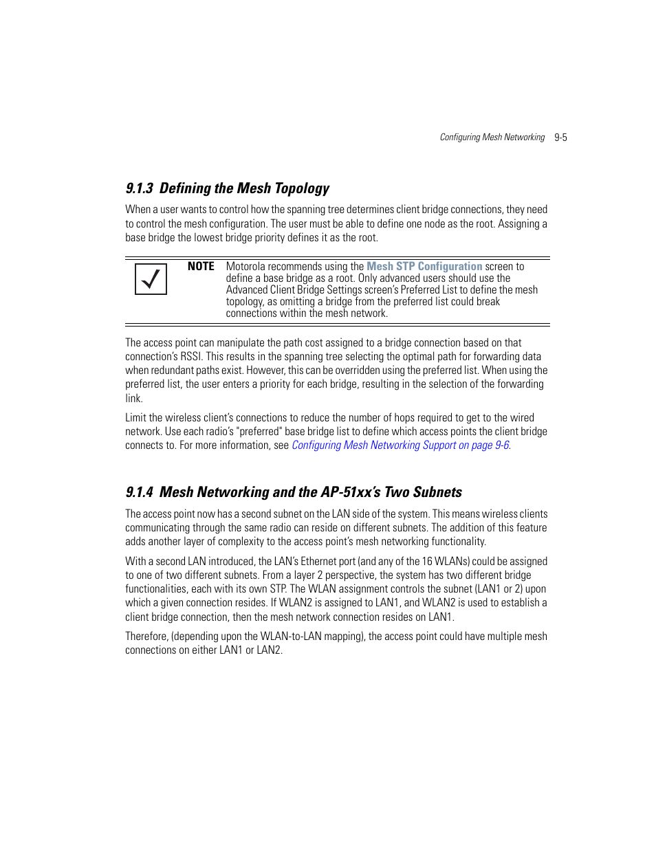 3 defining the mesh topology, 4 mesh networking and the ap-51xx’s two subnets | Motorola AP-51XX User Manual | Page 593 / 698