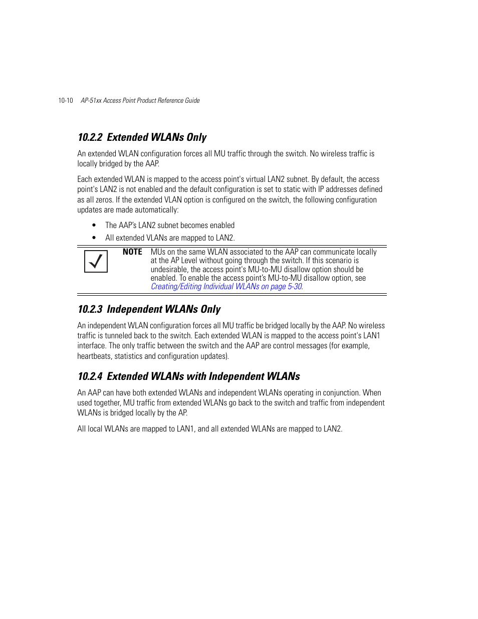 2 extended wlans only, 3 independent wlans only, 4 extended wlans with independent wlans | Extended wlans only, Independent wlans only, Extended wlans with independent wlans | Motorola AP-51XX User Manual | Page 638 / 698