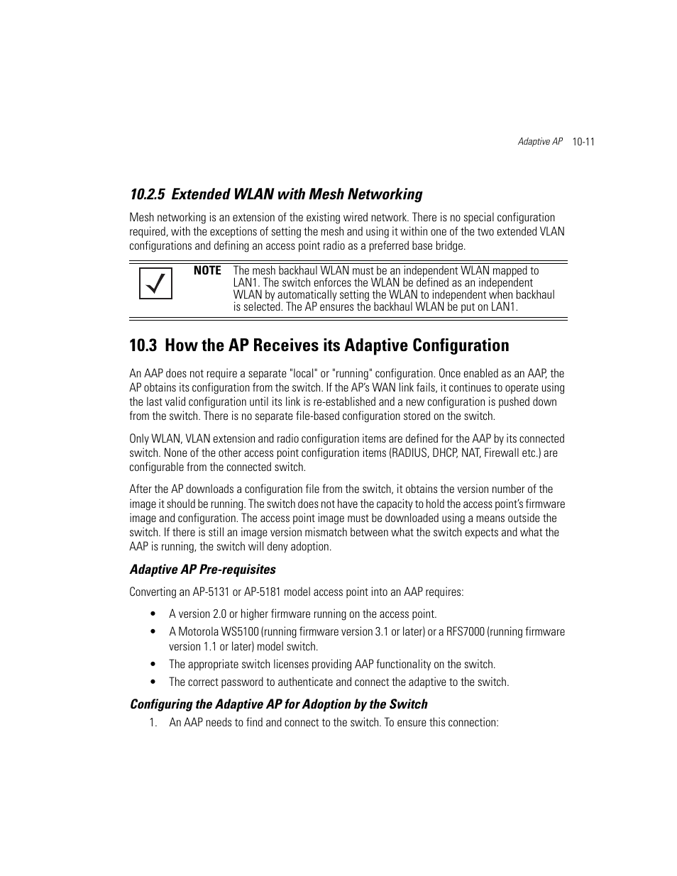 5 extended wlan with mesh networking, 3 how the ap receives its adaptive configuration, Extended wlan with mesh networking -11 | How the ap receives its adaptive configuration -11, Switch, see, Extended wlan with mesh networking | Motorola AP-51XX User Manual | Page 639 / 698