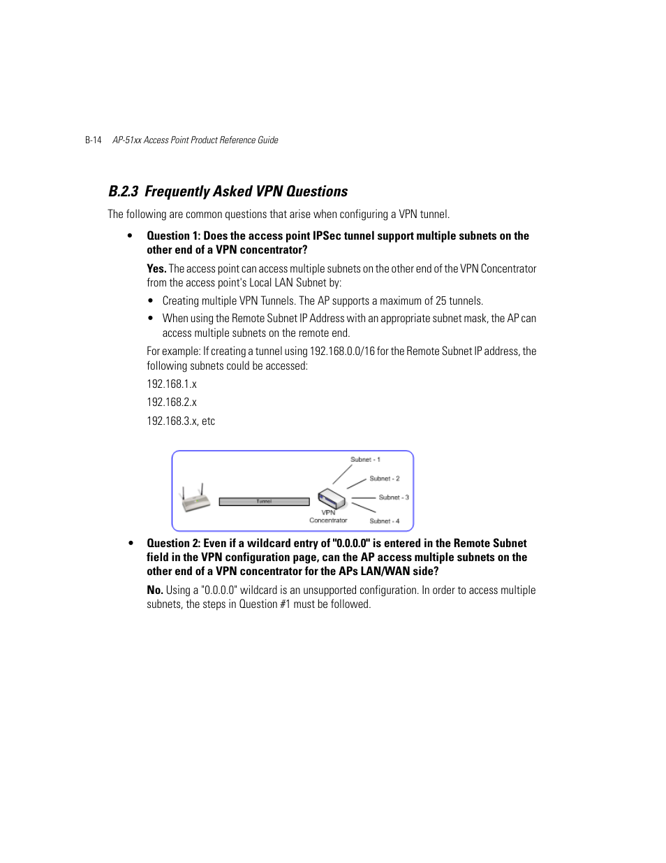 B.2.3 frequently asked vpn questions | Motorola AP-51XX User Manual | Page 680 / 698