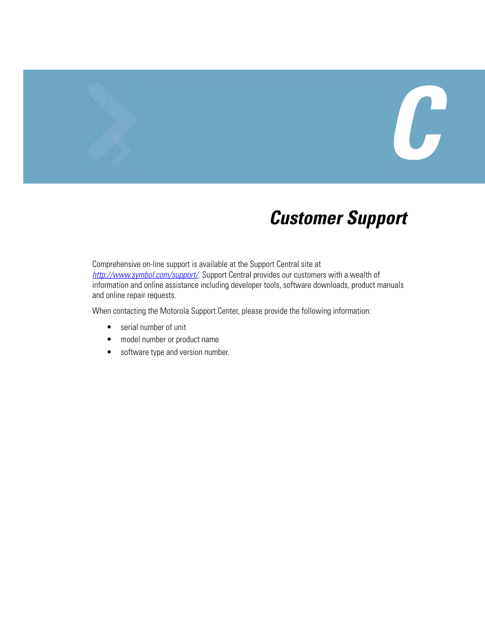 Appendix c customer support, Appendix c. customer support, Customer support | Motorola AP-51XX User Manual | Page 687 / 698