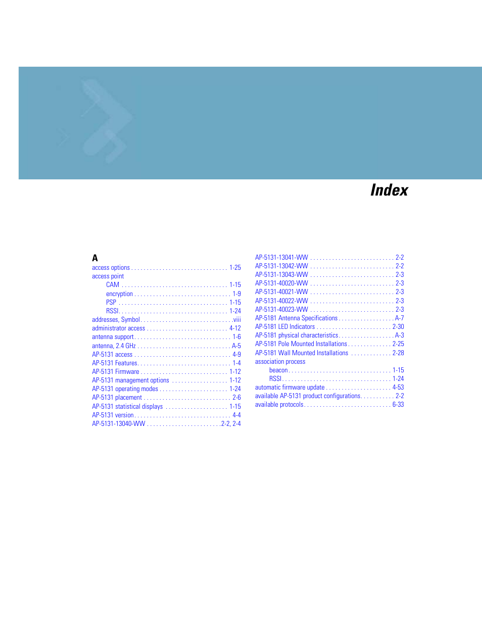 Index | Motorola AP-51XX User Manual | Page 691 / 698