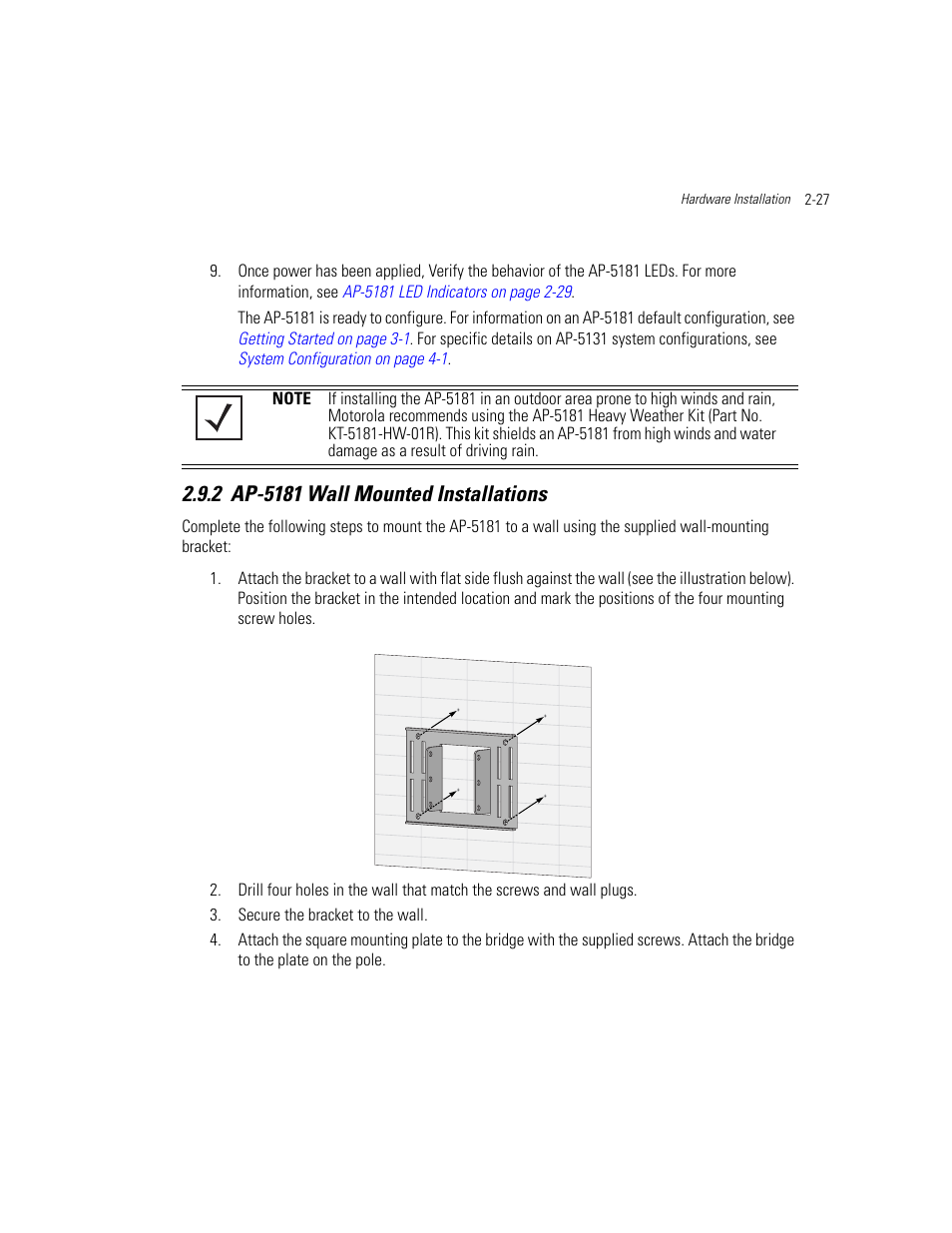 2 ap-5181 wall mounted installations, Ap-5181 wall mounted installations -27 | Motorola AP-51XX User Manual | Page 71 / 698