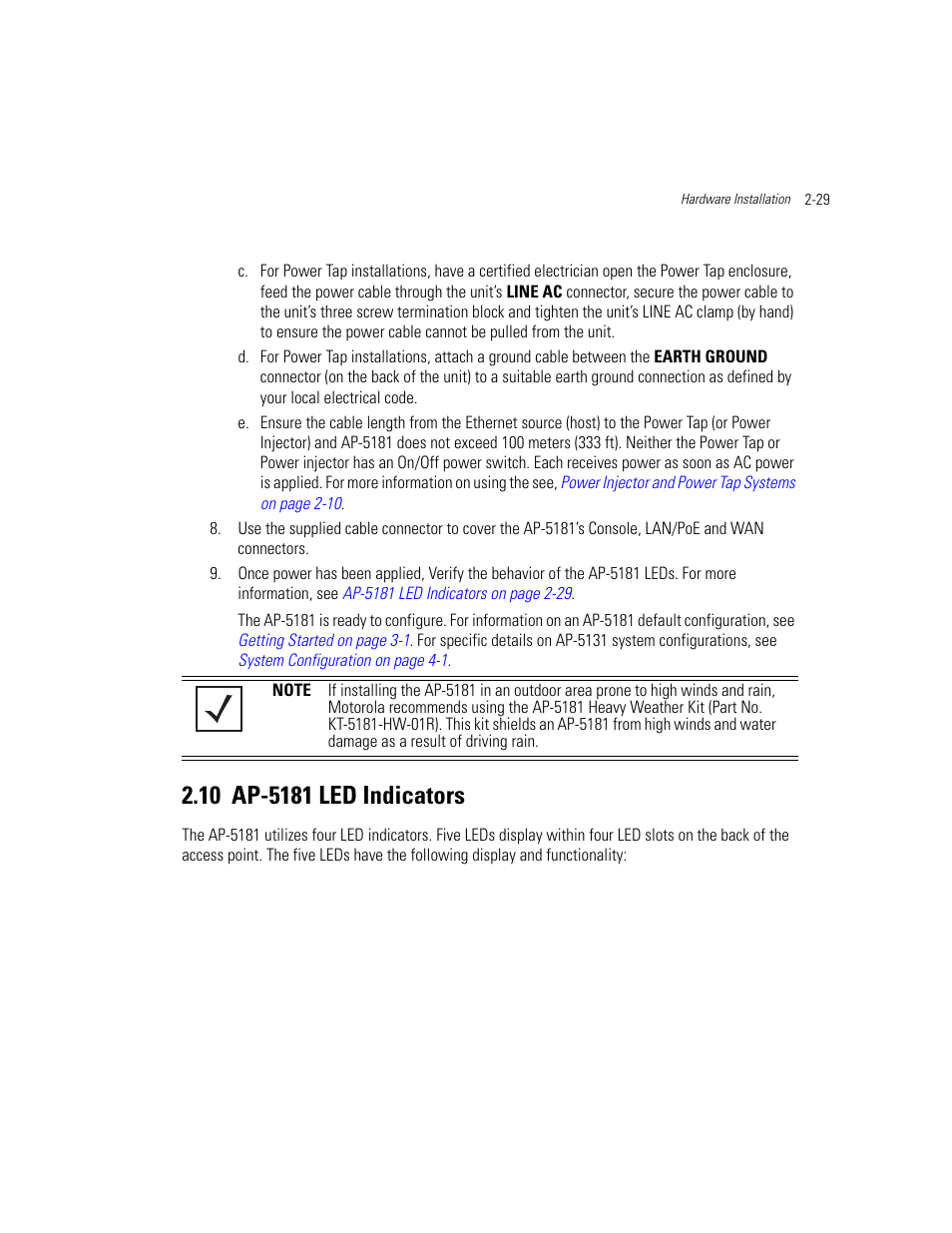 10 ap-5181 led indicators, Ap-5181 led indicators -29, Ap-5181 led indicators | Motorola AP-51XX User Manual | Page 73 / 698