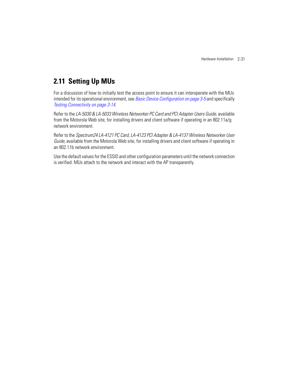 11 setting up mus, Setting up mus -31, Setting up mus | Motorola AP-51XX User Manual | Page 75 / 698