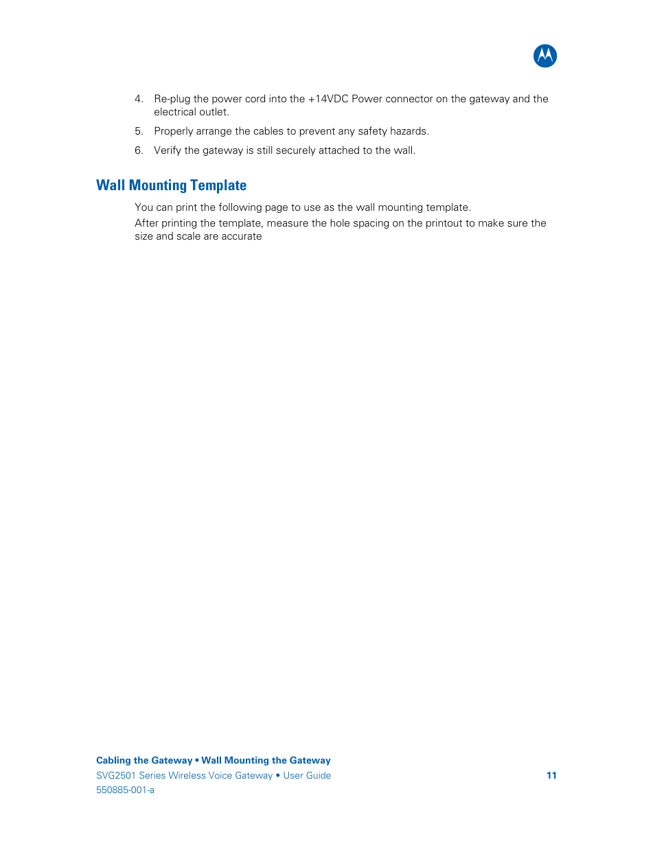 Wall mounting template | Motorola SURFboard SVG2501U User Manual | Page 20 / 34