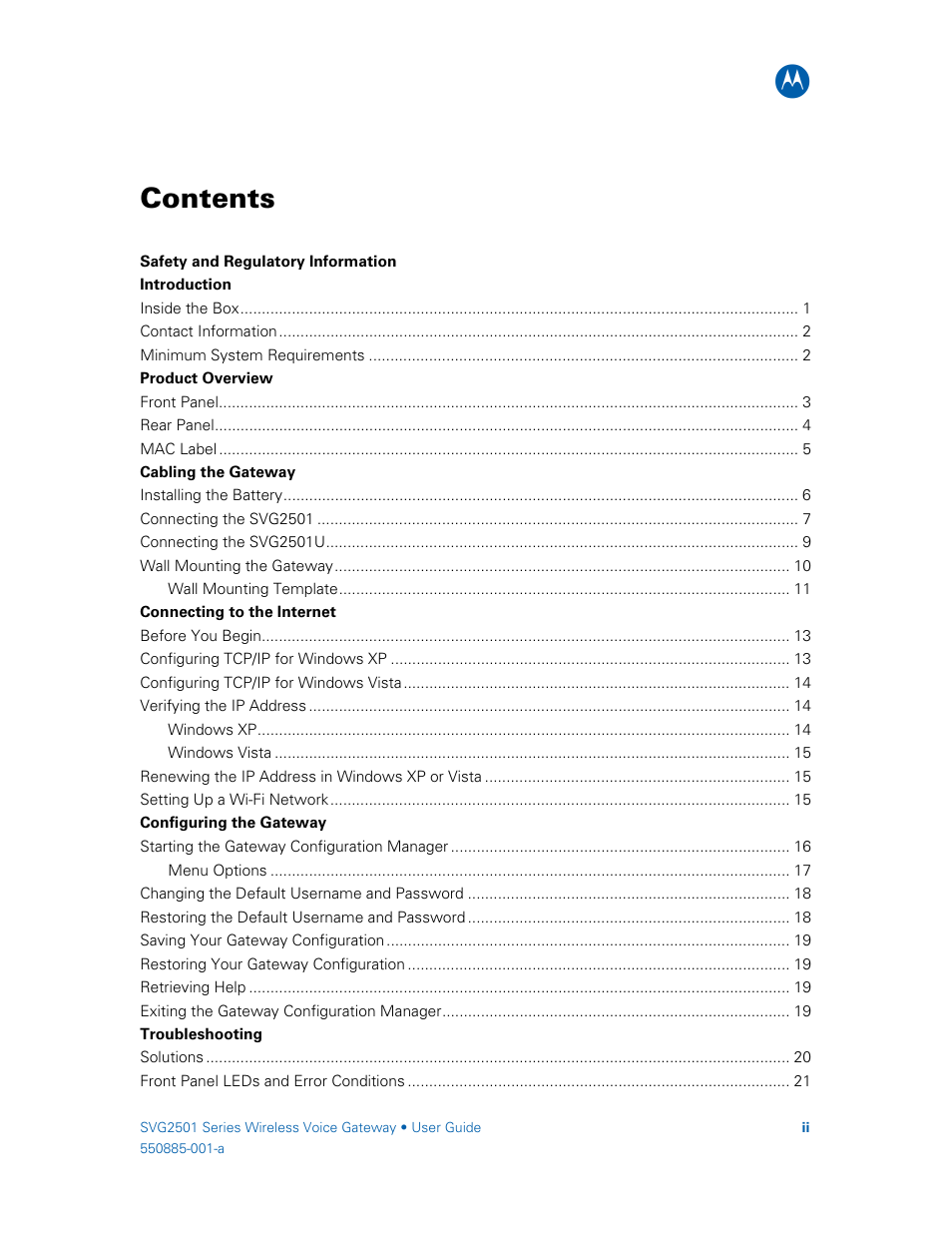 Motorola SURFboard SVG2501U User Manual | Page 3 / 34