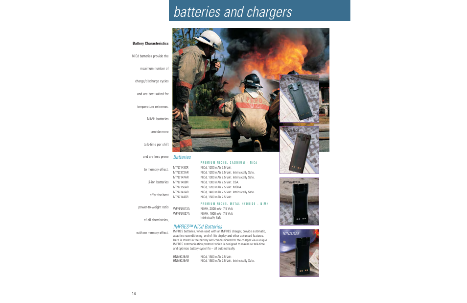 Batteries and chargers, Batteries, Impres™ nicd batteries | Motorola LCS 2000TM User Manual | Page 16 / 48