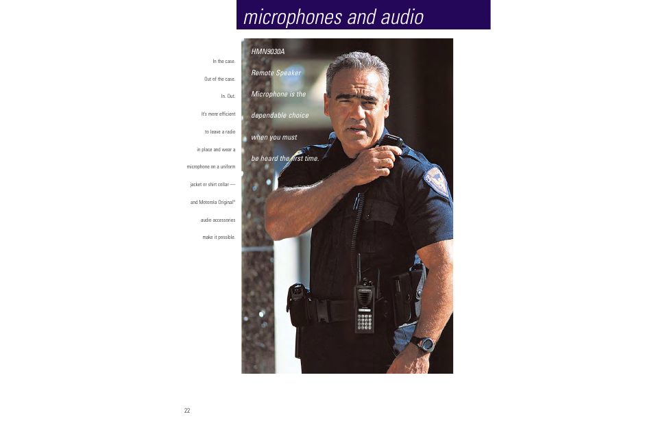 Microphones and audio | Motorola LCS 2000TM User Manual | Page 24 / 48