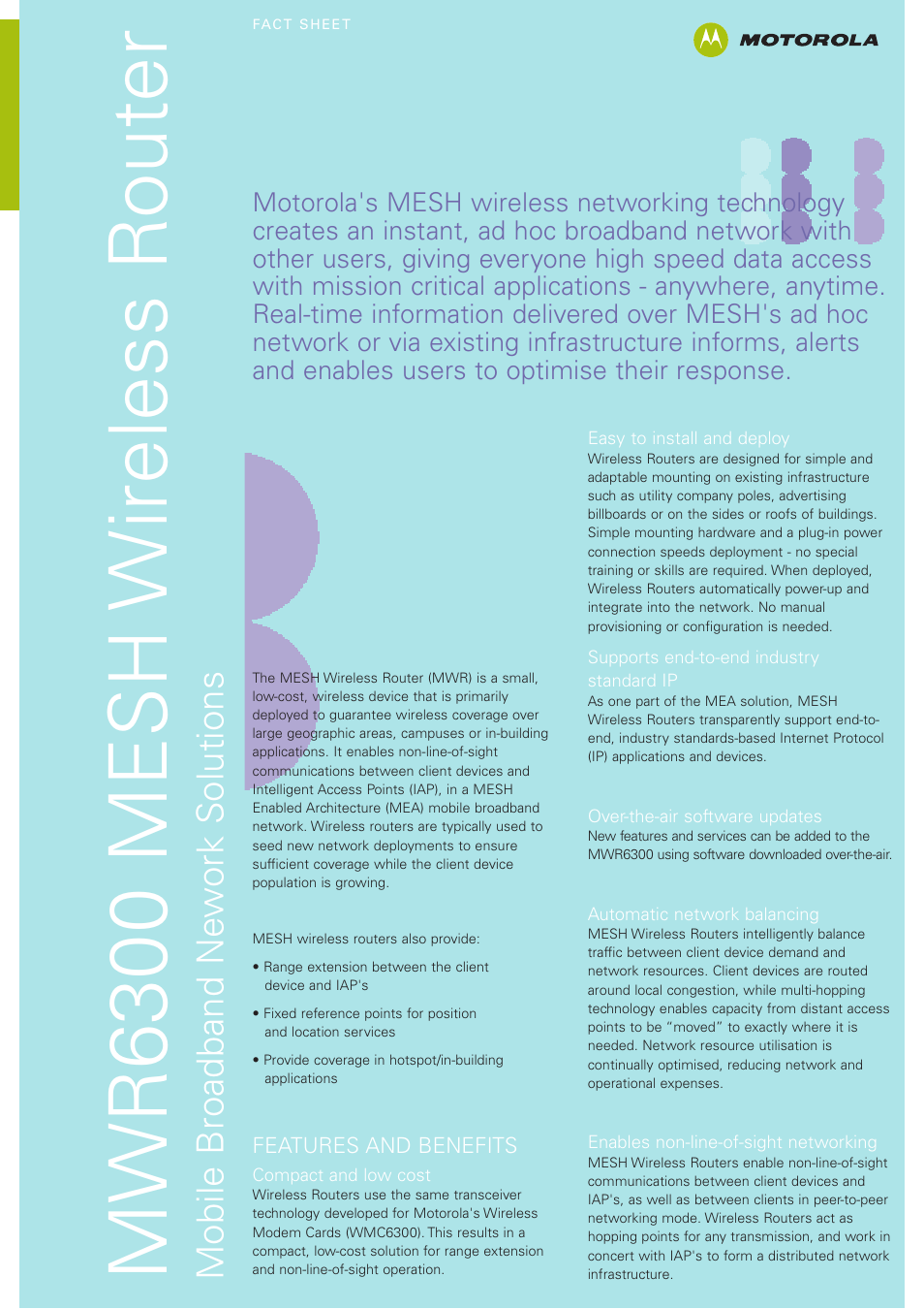 Motorola MESH Wireless Router MWR6300 User Manual | 2 pages