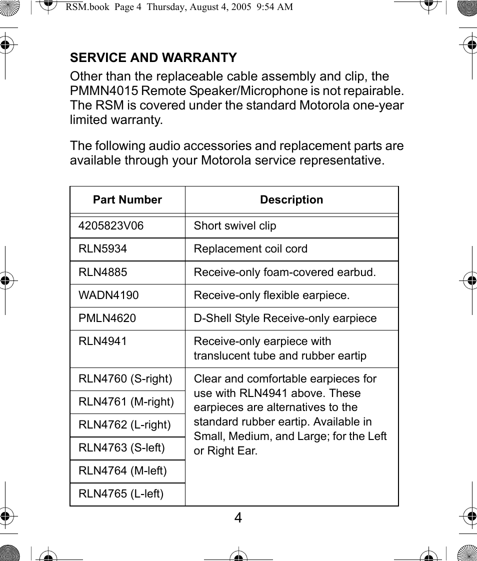 English | Motorola PMMN4015 User Manual | Page 5 / 6