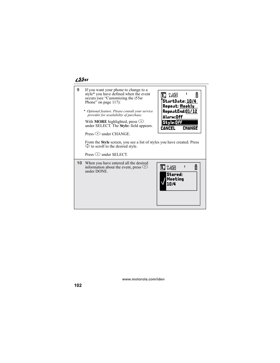 Motorola i55sr Phone User Manual | Page 102 / 176