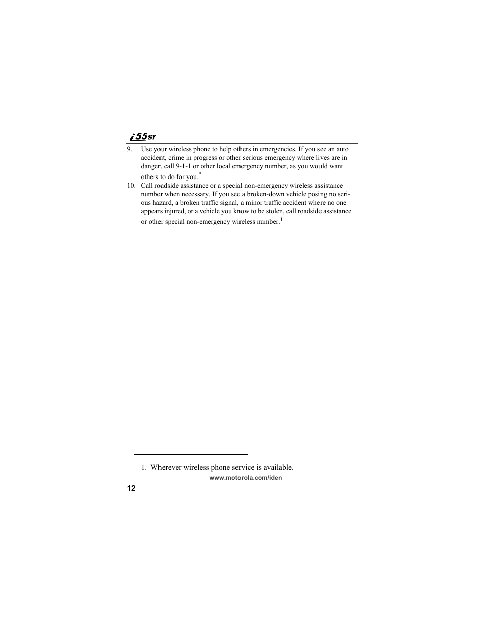 Motorola i55sr Phone User Manual | Page 12 / 176