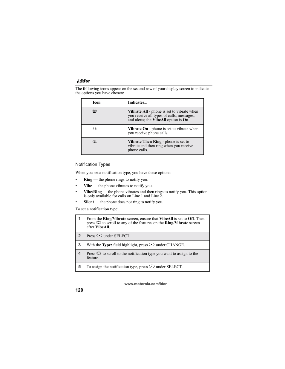 Motorola i55sr Phone User Manual | Page 120 / 176