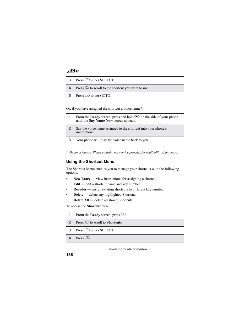 Motorola i55sr Phone User Manual | Page 138 / 176
