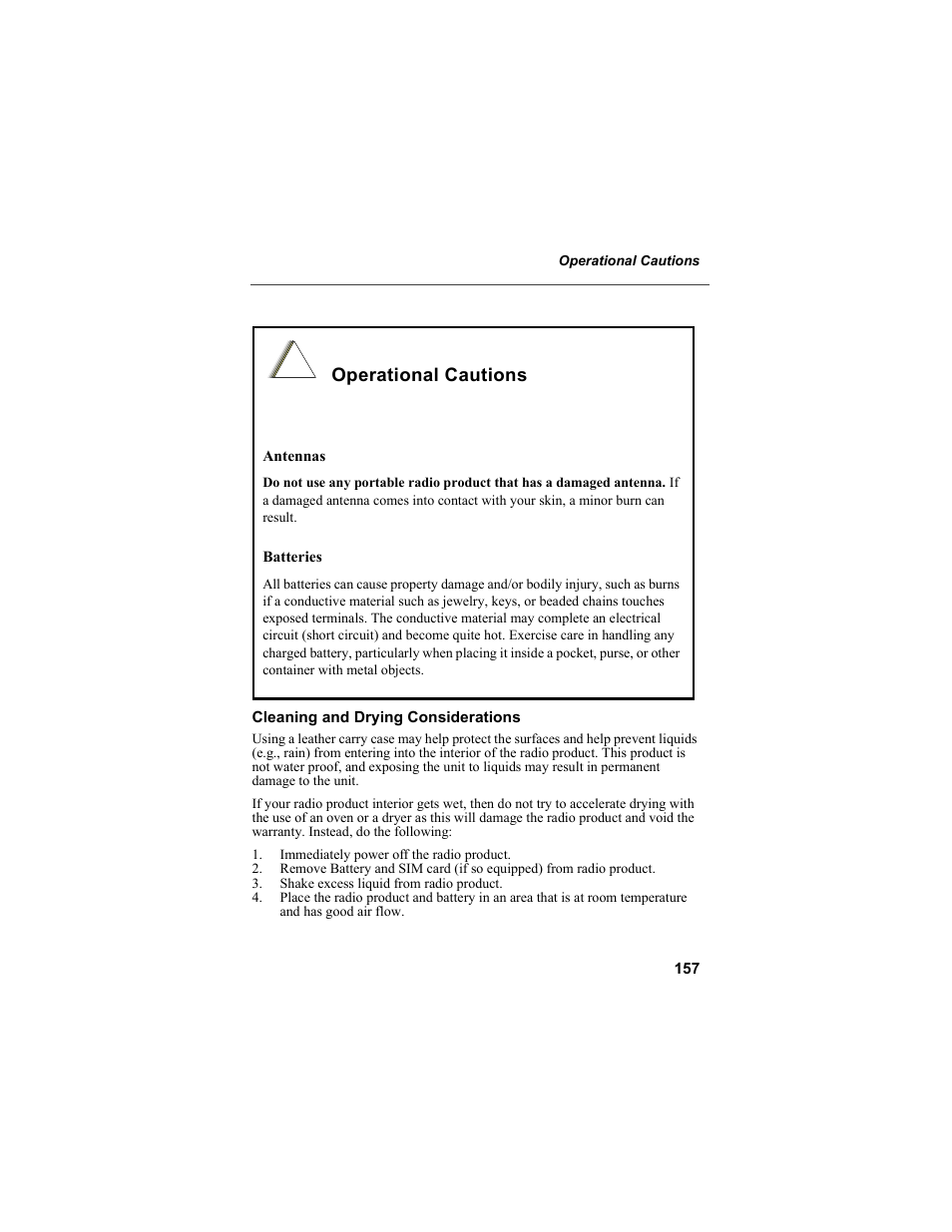 Operational cautions | Motorola i55sr Phone User Manual | Page 157 / 176