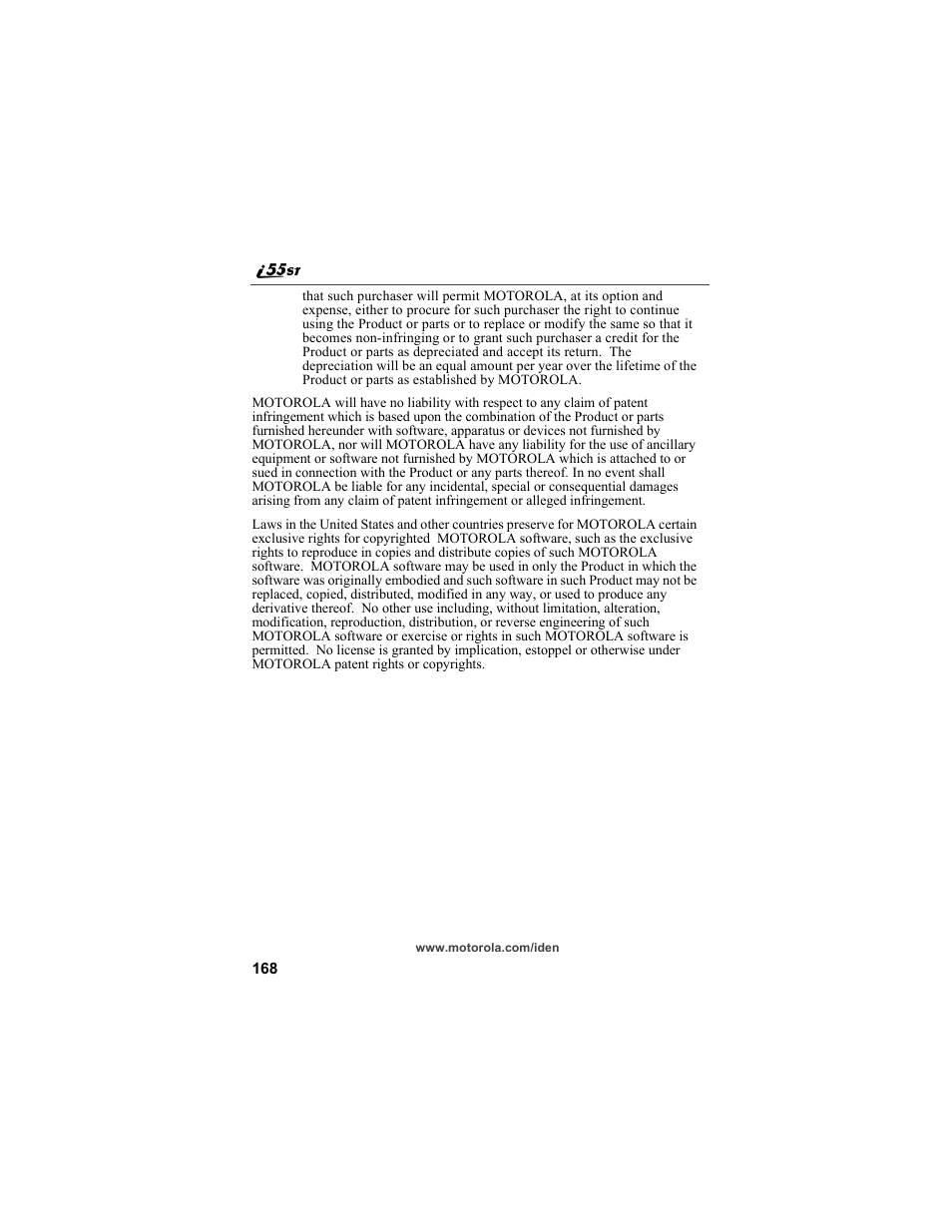 Motorola i55sr Phone User Manual | Page 168 / 176