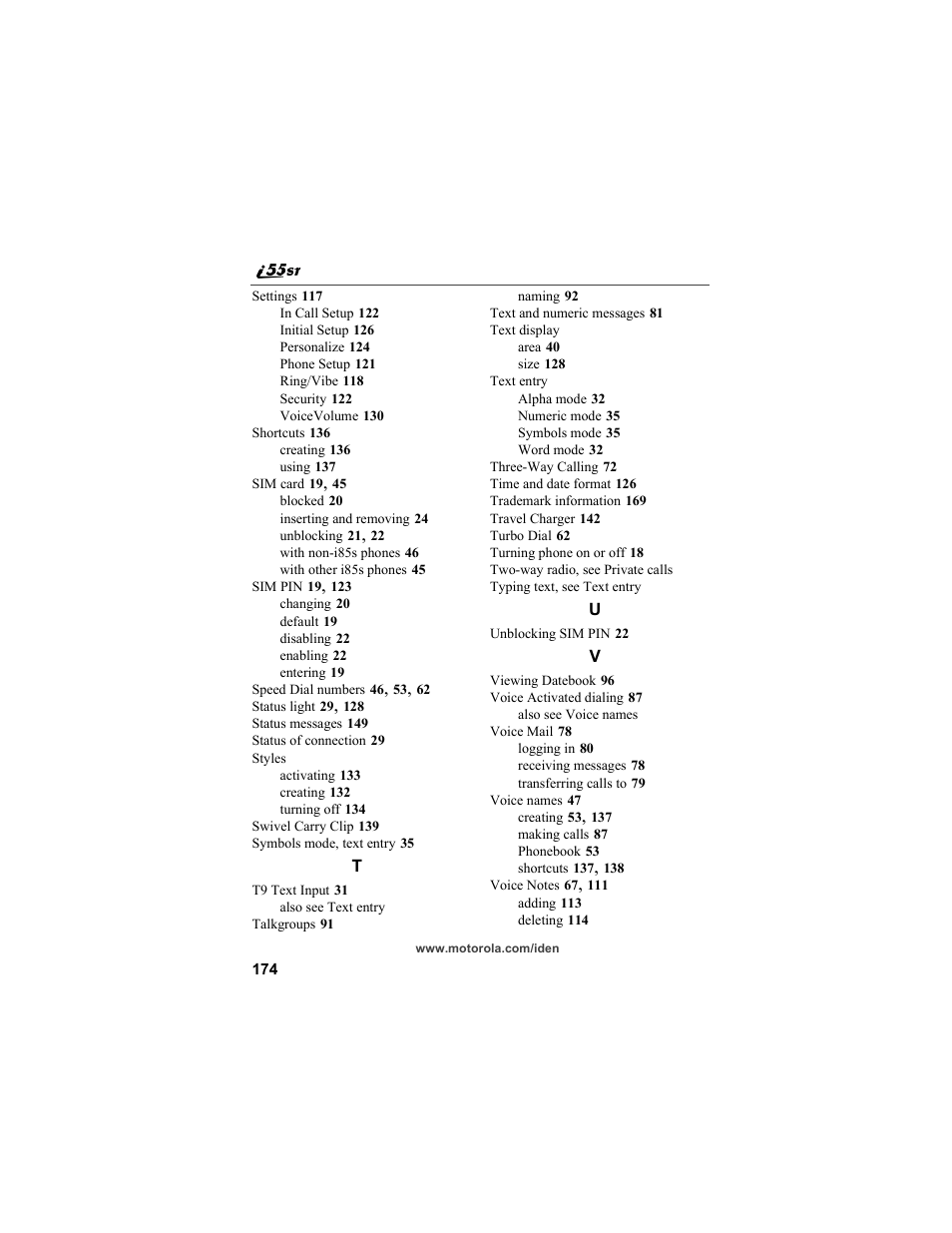 Motorola i55sr Phone User Manual | Page 174 / 176