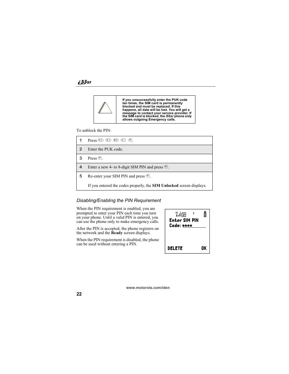 Motorola i55sr Phone User Manual | Page 22 / 176