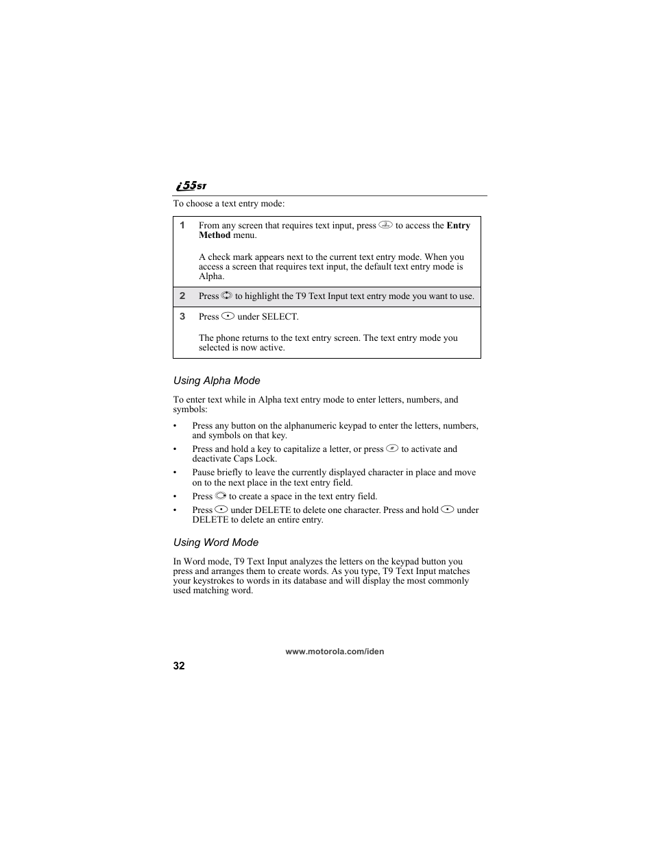Motorola i55sr Phone User Manual | Page 32 / 176