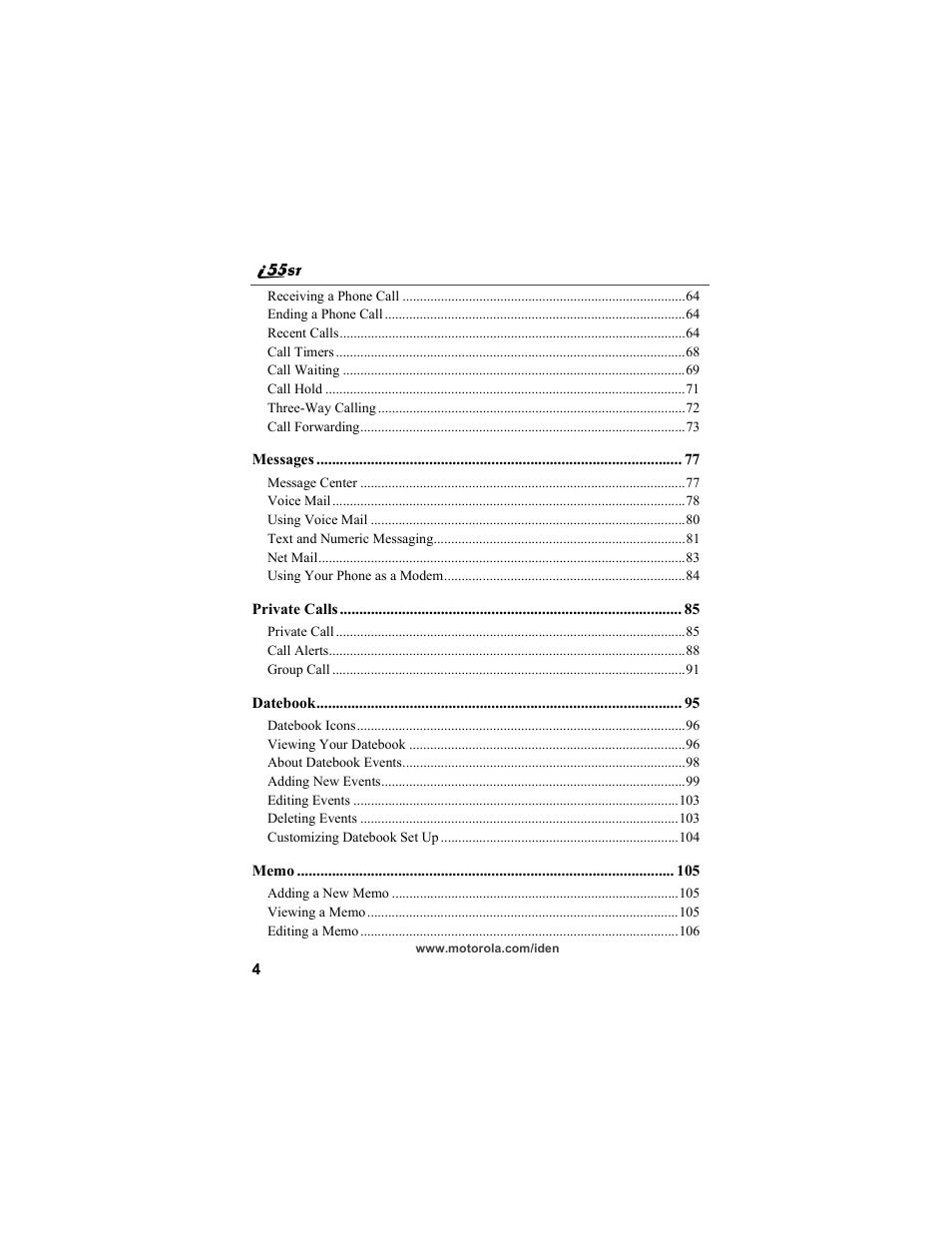 Motorola i55sr Phone User Manual | Page 4 / 176