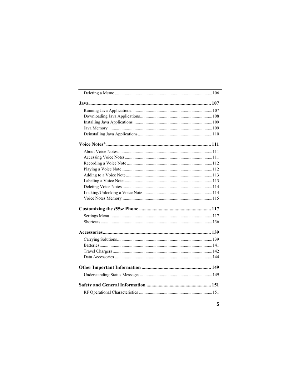 Motorola i55sr Phone User Manual | Page 5 / 176