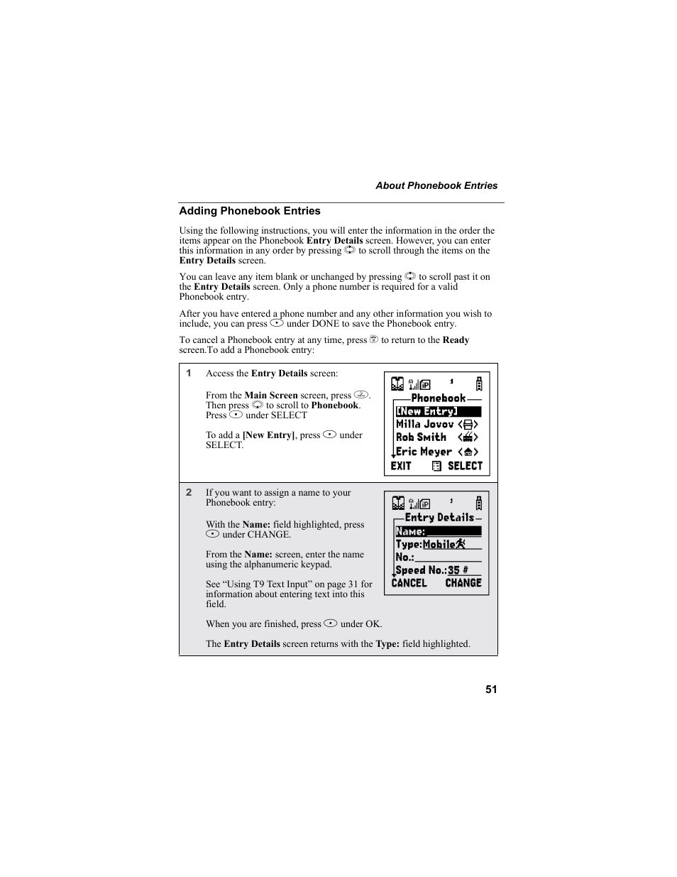 Adding phonebook entries, Ding | Motorola i55sr Phone User Manual | Page 51 / 176