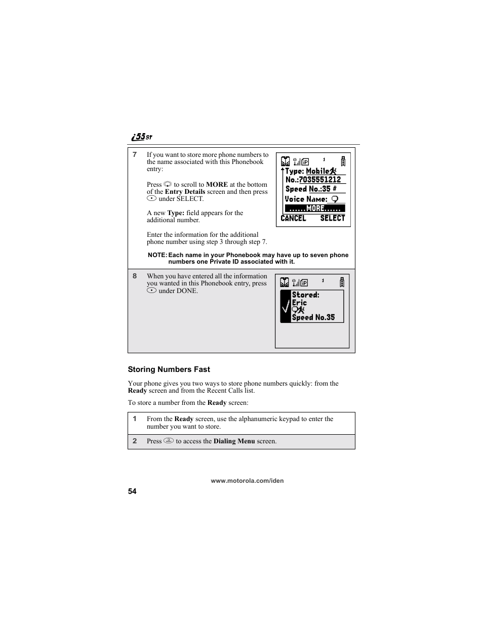 Motorola i55sr Phone User Manual | Page 54 / 176