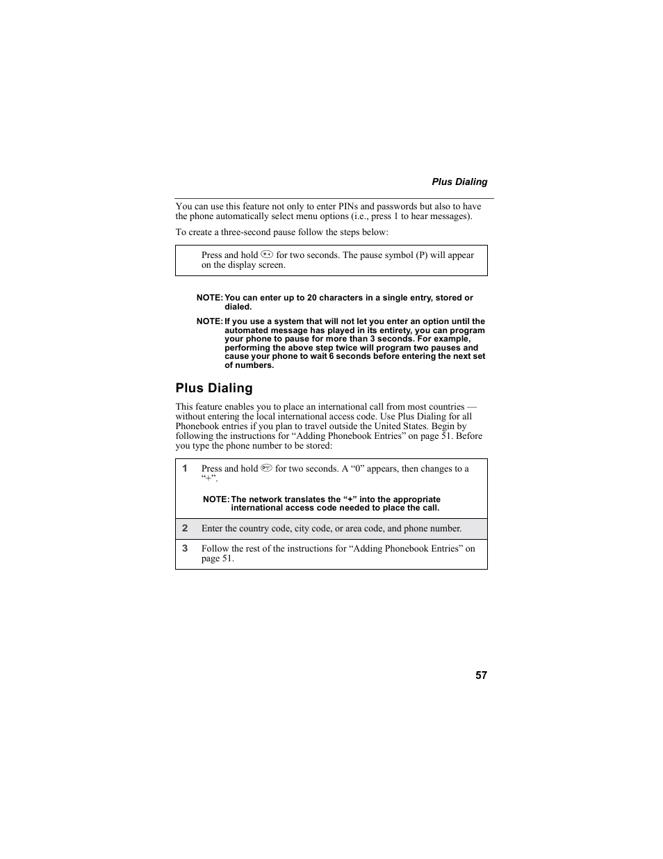 Plus dialing | Motorola i55sr Phone User Manual | Page 57 / 176